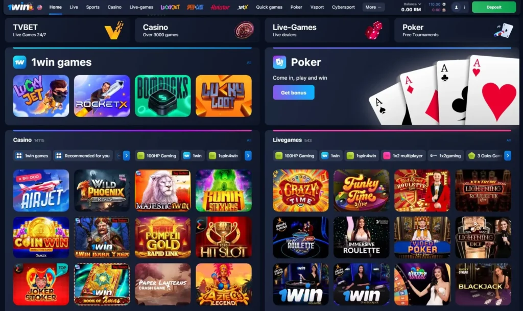 1WIN Online Casino app features