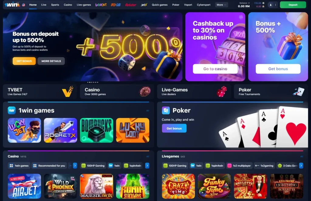 1WIN Online Casino title screen