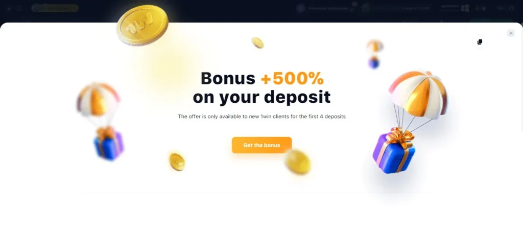 1WIN Online Casino 500% deposit bonus