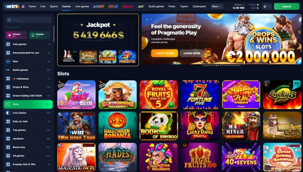 Slot games in 1WIN Online Casino app