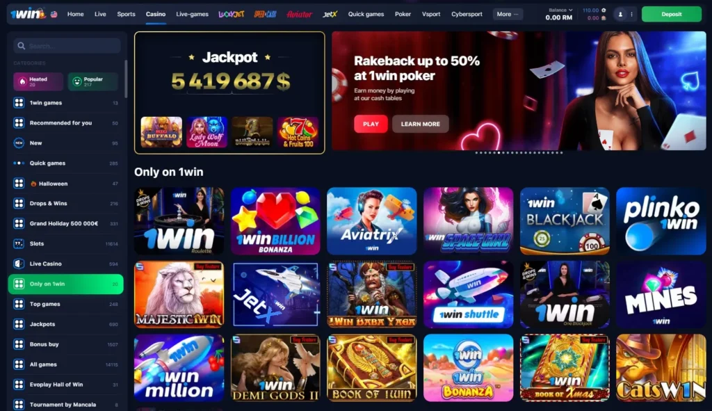 Exclusive games in 1WIN Online Casino app