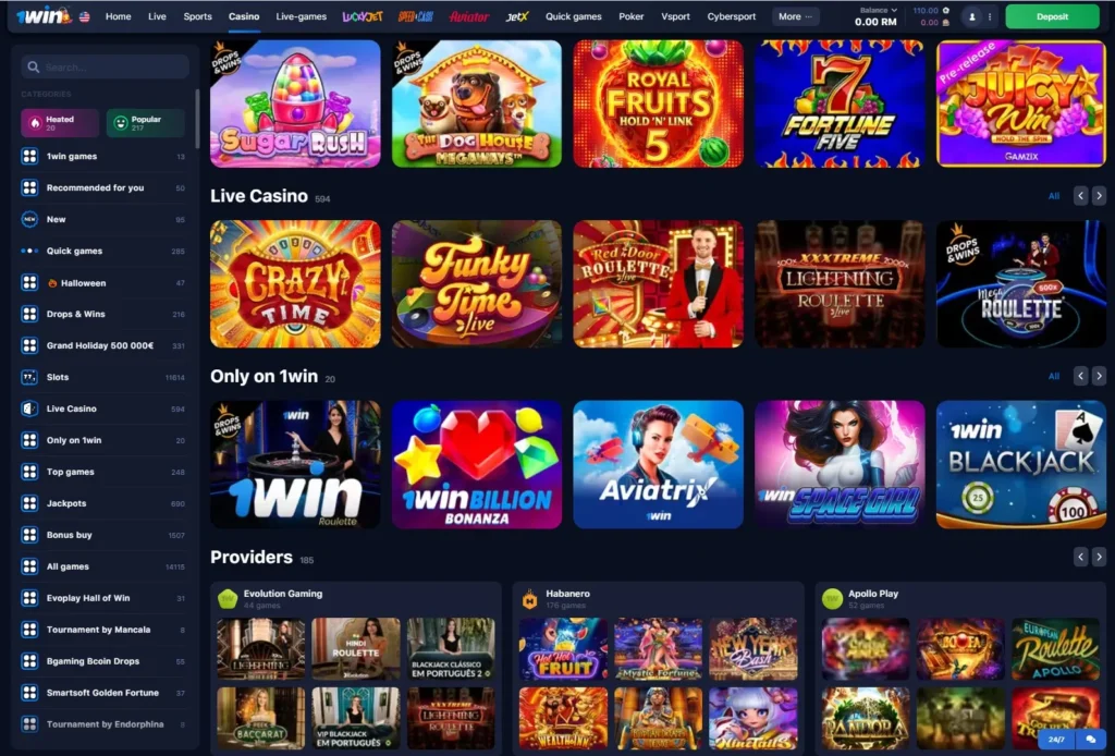 1WIN Online Casino games
