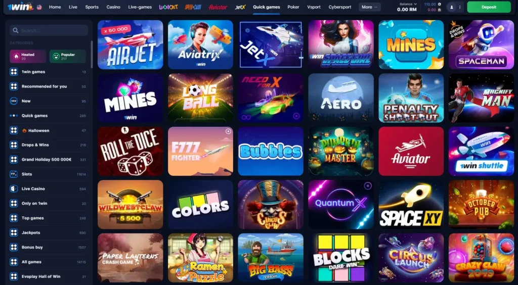 Instant games in 1WIN Online Casino app