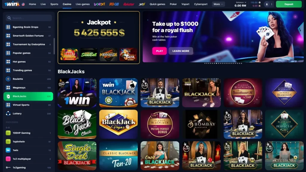 Blackjacks in 1WIN Online Casino