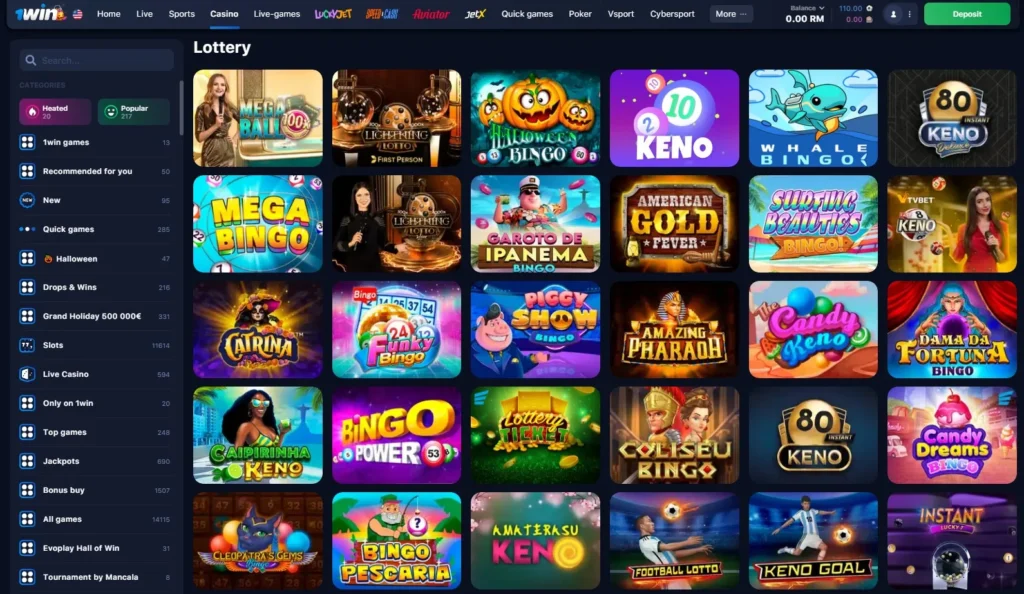 1WIN Online Casino lotteries